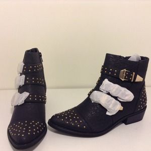 Gold studded cowgirl booties