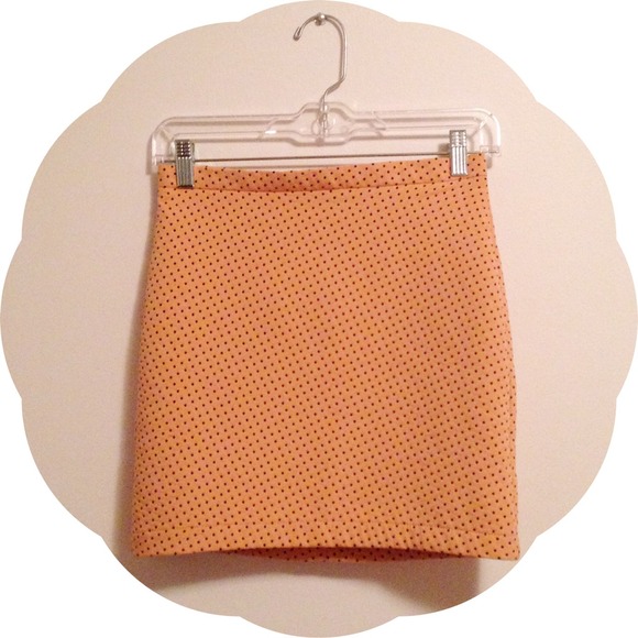 Peach and black polka dot skirt