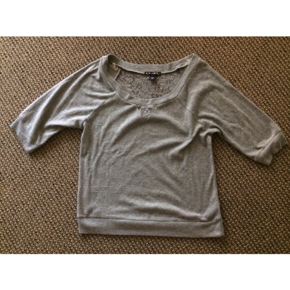 Grey Fleece Like Sweater with Laced Back