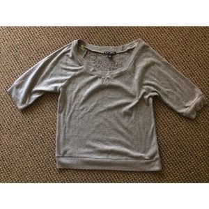 Grey Fleece Like Sweater with Laced Back