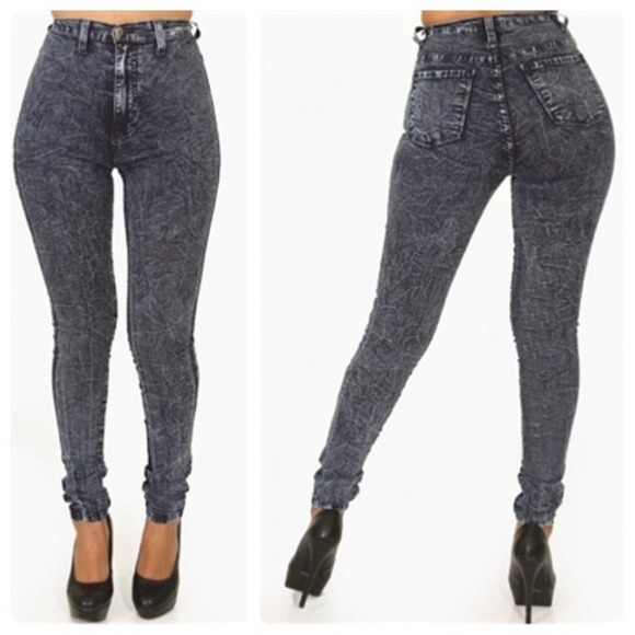 Acid Wash High Waist Jeans with Stretch