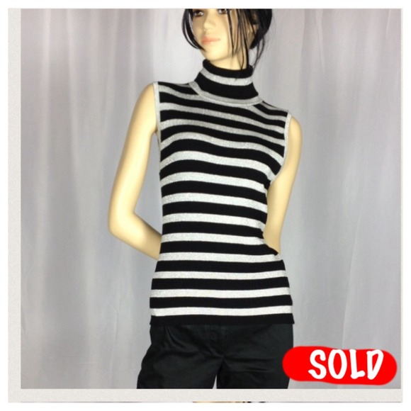 Grace black and gray  stripe metallic sweater