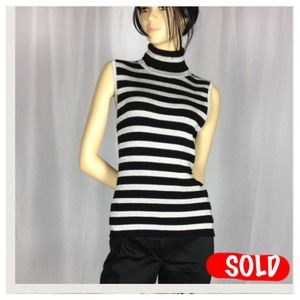 Grace black and gray  stripe metallic sweater