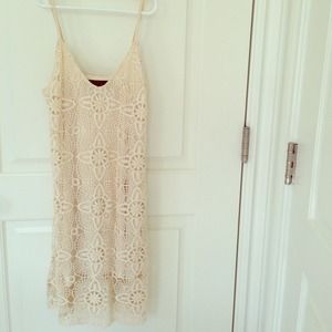 Creme crochet dress with slip