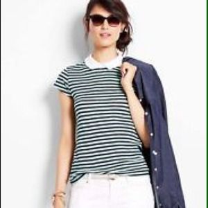 STRIPED COLLARED LINEN TOP