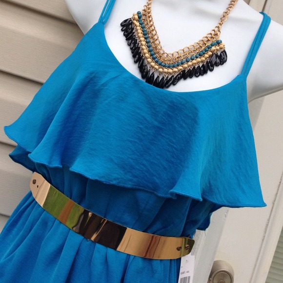 Electric blue ruffle razor back dress. In size Med - Picture 2 of 4