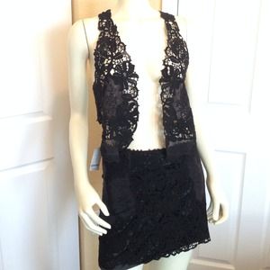 🎀 Bebe Set: Black Lace Miniskirt & Vest 🎀