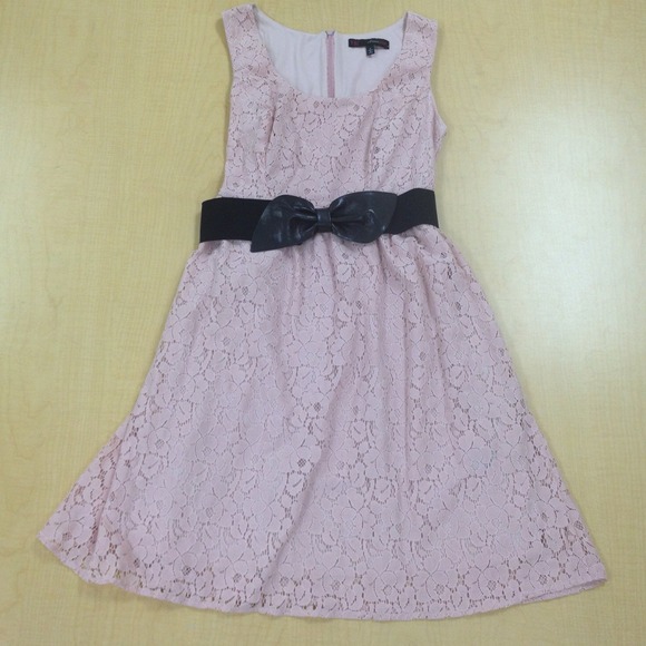 Pink Lace Dress with Belt