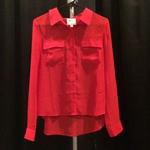 Red/orangish Chiffon Shirt