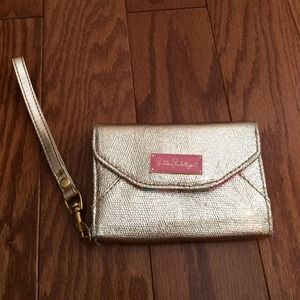 Lilly Pulitzer Gold phone wristlet