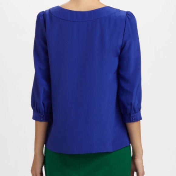 ❌SOLD❌ NWT Kate Spade Cobalt Blue Silk Top - Picture 3 of 4