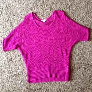 Fuchsia short sleeved knit sweater