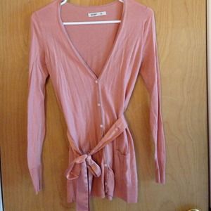 Dusty peach cardigan with silver trim