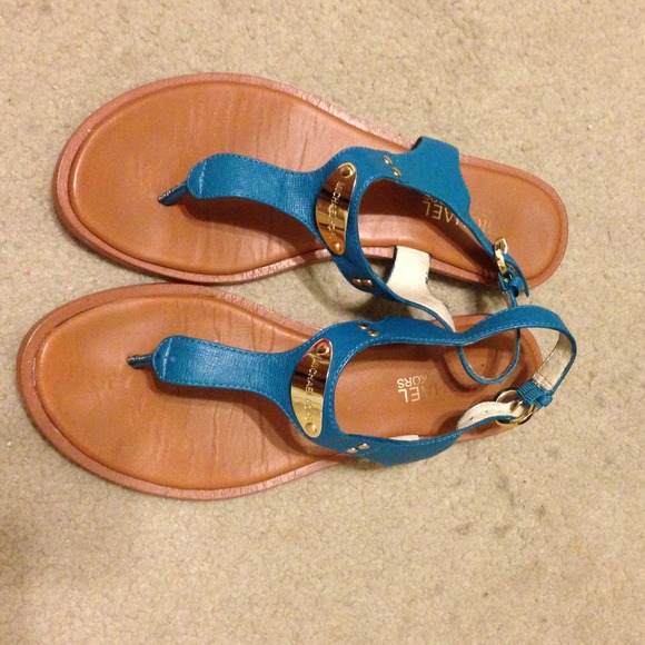 blue n brown MK sandals