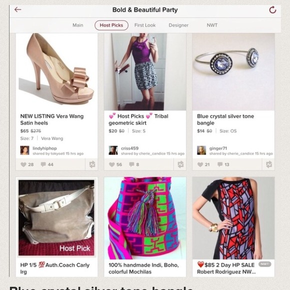 Blue crystal silver tone cuff bracelet - Picture 2 of 2