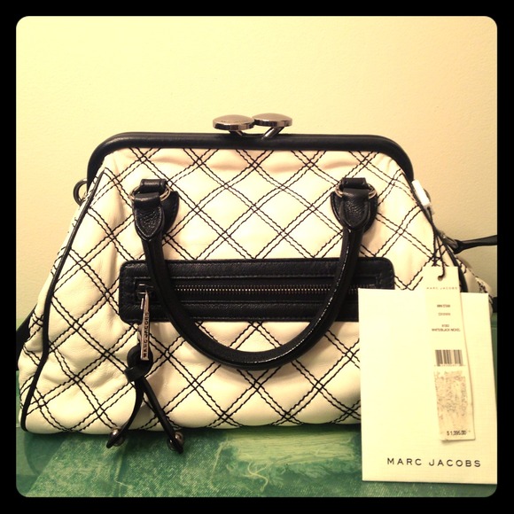 Marc Jacobs "Mini Stam" bag in white/black nickel - Picture 1 of 3