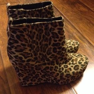 Cheetah print bootie style heels