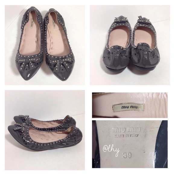 MIU MIU PATENT STUDDED FLATS (39) - Picture 3 of 4