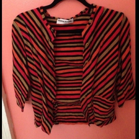 Colorful striped cardigan blazer
