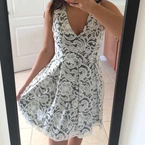 Black and white lace dress.
