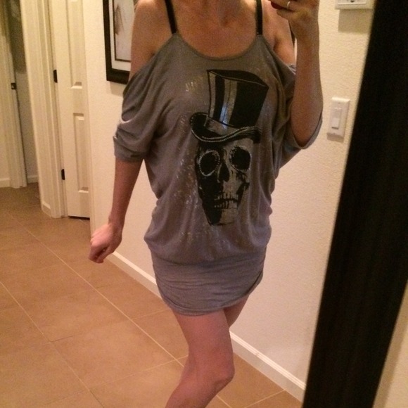 Skull zip back club style dress