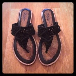 Lucky brand cork crocheted sandals!