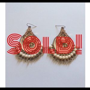 Gold and Cream Bohemian Earrings
