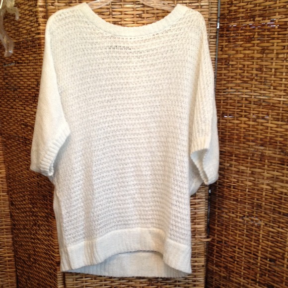 White Knit Short Sleeve Sweater