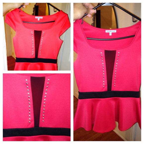 Red peplum top
