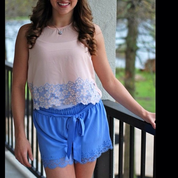 Peach embroidered tank
