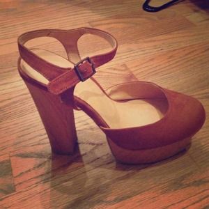 Chestnut chunky platform sandals round for