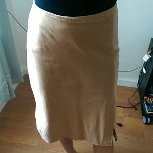 Tan pencil-cut skirt