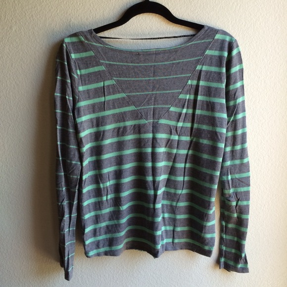Green & Grey Striped Long Sleeved Volcom Shirt - Picture 2 of 4