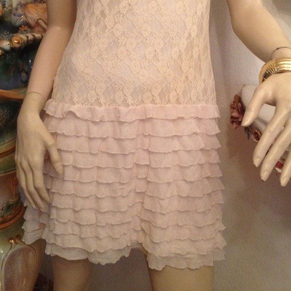 Lace Dress with Layered Skirt - Picture 2 of 3