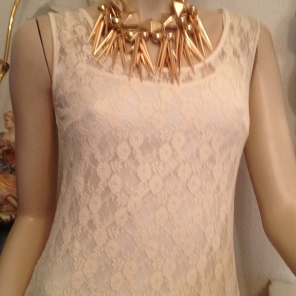 Lace Dress with Layered Skirt - Picture 3 of 3