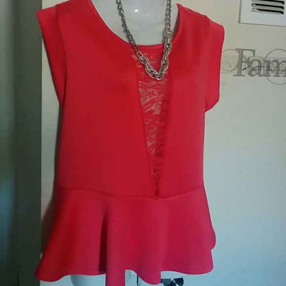 Sexy peplum top coral color
