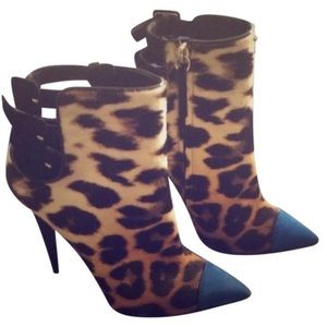 Giuseppe Zanotti Leopard Calf & Blue Toe Booties