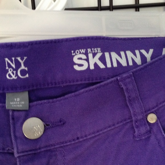 NY&C PURPLE JEANS SIZE 12 SKINNY ANKLE - Picture 3 of 3
