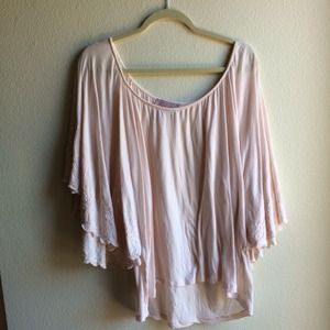 Light Pink H&M Flowy Top w/ Lace Detail on sleeve