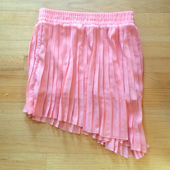 asymmetrical blush pleated skirt