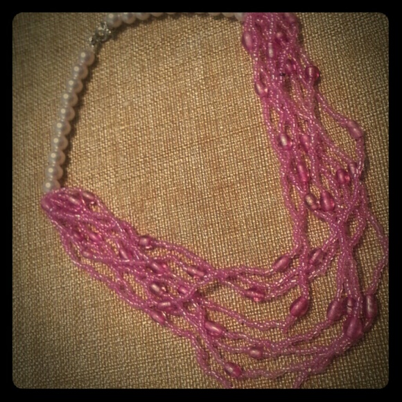 Pink beaded layered necklace