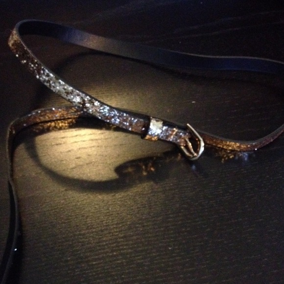 Sequin gold slim belt/  h&m black slim