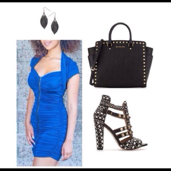 Blue Zip Front Dress - Picture 1 of 2