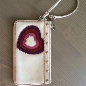 Summer clearance! Coach white wristlet with hearts