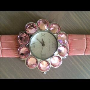 Betsey Johnson pink crystal watch
