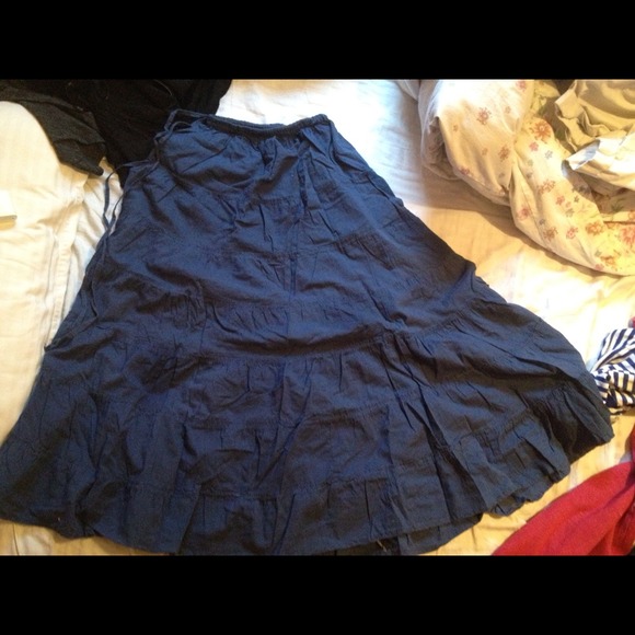 Summer long navy blue skirt