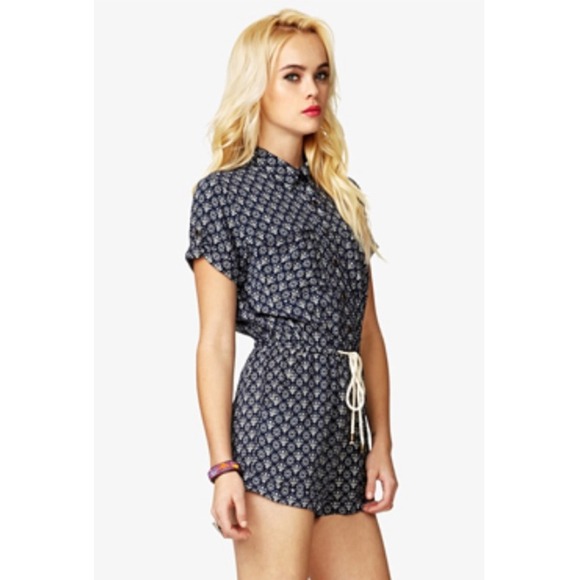 Bohemian Print Navy Romper - Picture 2 of 3