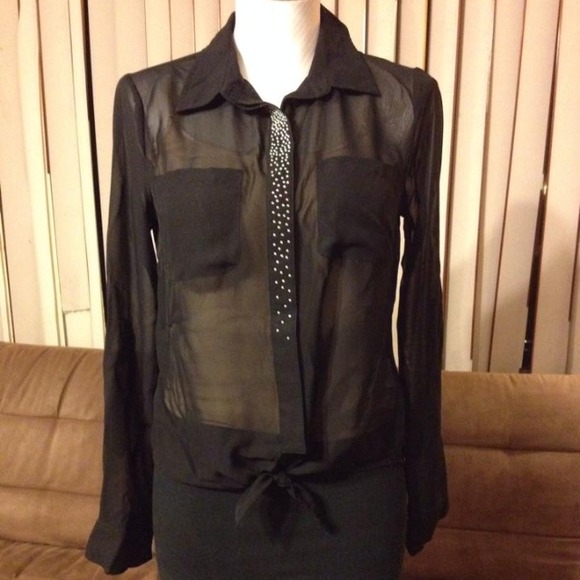 Bongo Tops - Sheer blouse with sparkles