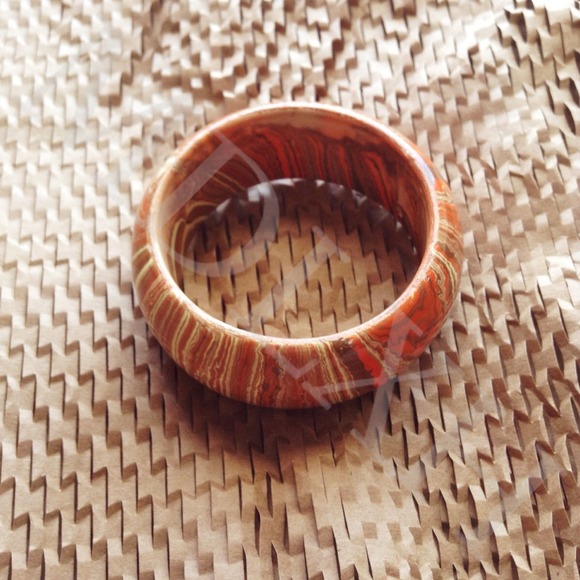 Orange Marbled Wooden Bracelet - Picture 2 of 3