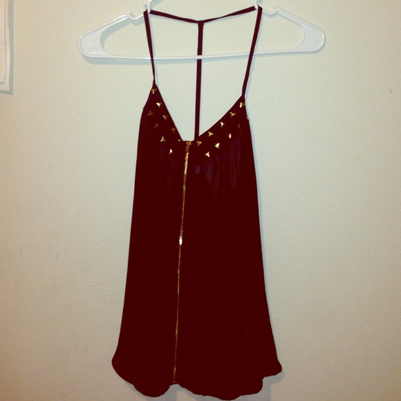 Black tank top with gold detailing